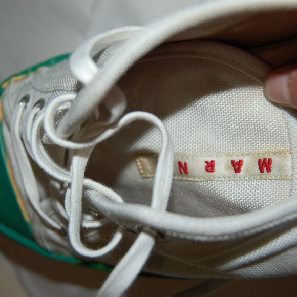 43/US9.5 🔥 Marni Green White Canvas lace Sneakers Made In SPAIN - Picture 11 of 13